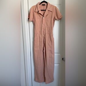 Big Bud Press Short Sleeve Jumpsuit Medium Pink Peach Romper Coveralls Made LA